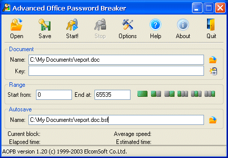 Advanced Office Password Breaker screenshot / link to purchase
