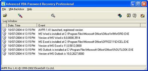 Advanced VBA Password Recovery Pro screenshot / link to purchase